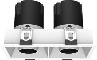DL1219 Recessed Twin Square Gimbal Cone Downlight, 157 × 85 mm