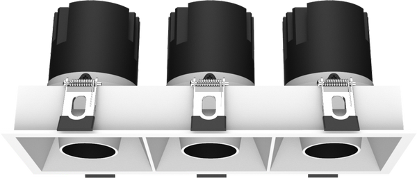 DL1220 Recessed Triple Square Gimbal Cone Downlight, 230 × 85 mm