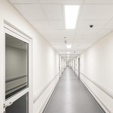 CR1010 clean room panel in a clinical corridor